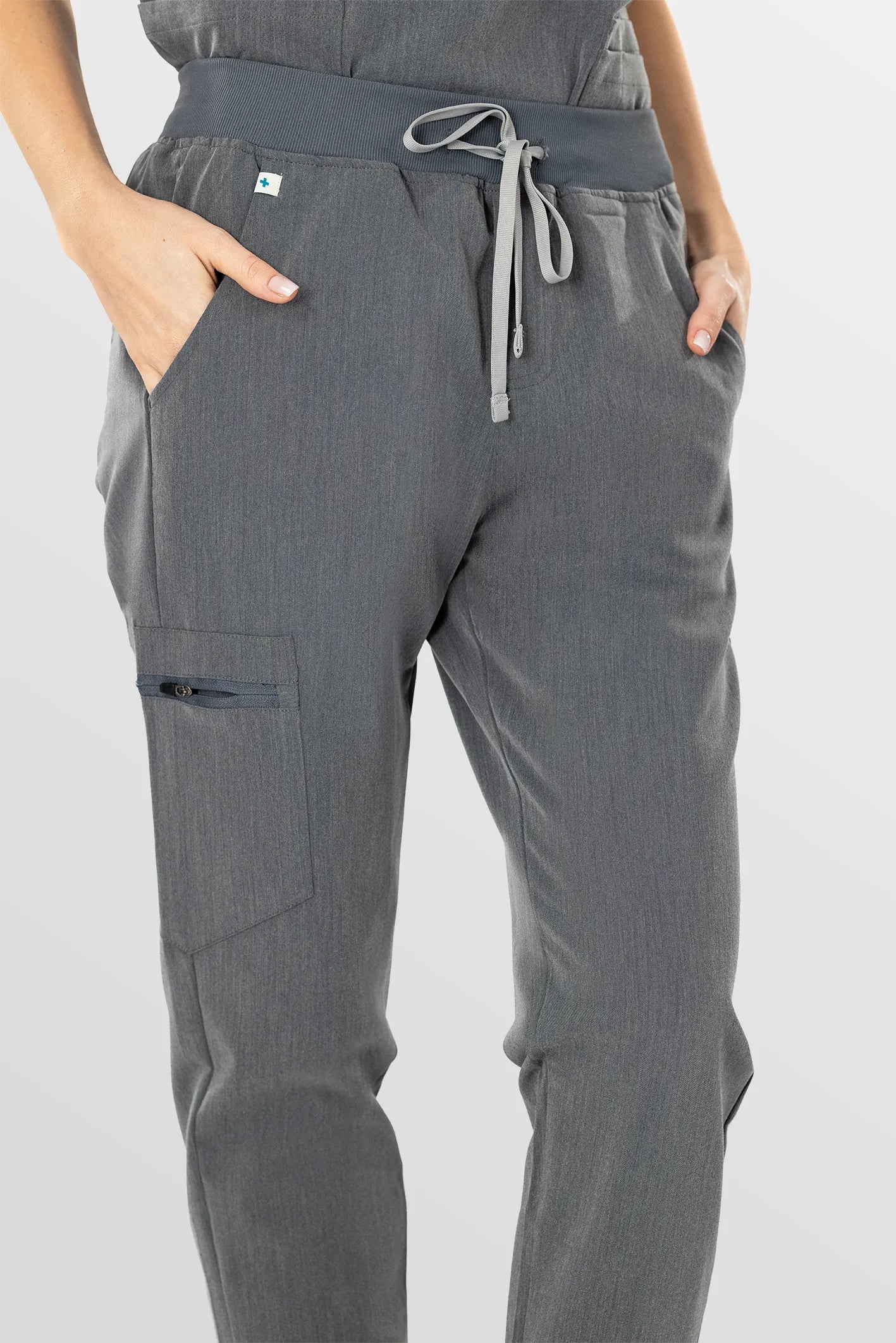 Charcoal Grey Eipnare Women's V-Neck 8-Pocket Jogger Scrub Set - Stretch Medical Scrubs for Women