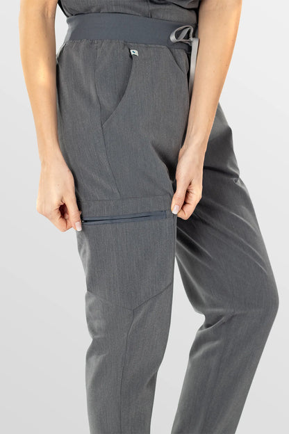 Charcoal Grey Eipnare Women's V-Neck 8-Pocket Jogger Scrub Set - Stretch Medical Scrubs for Women