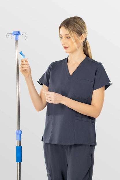Dark Grey Eipnare Women's V-Neck 8-Pocket Jogger Scrub Set - Stretch Medical Scrubs for Women