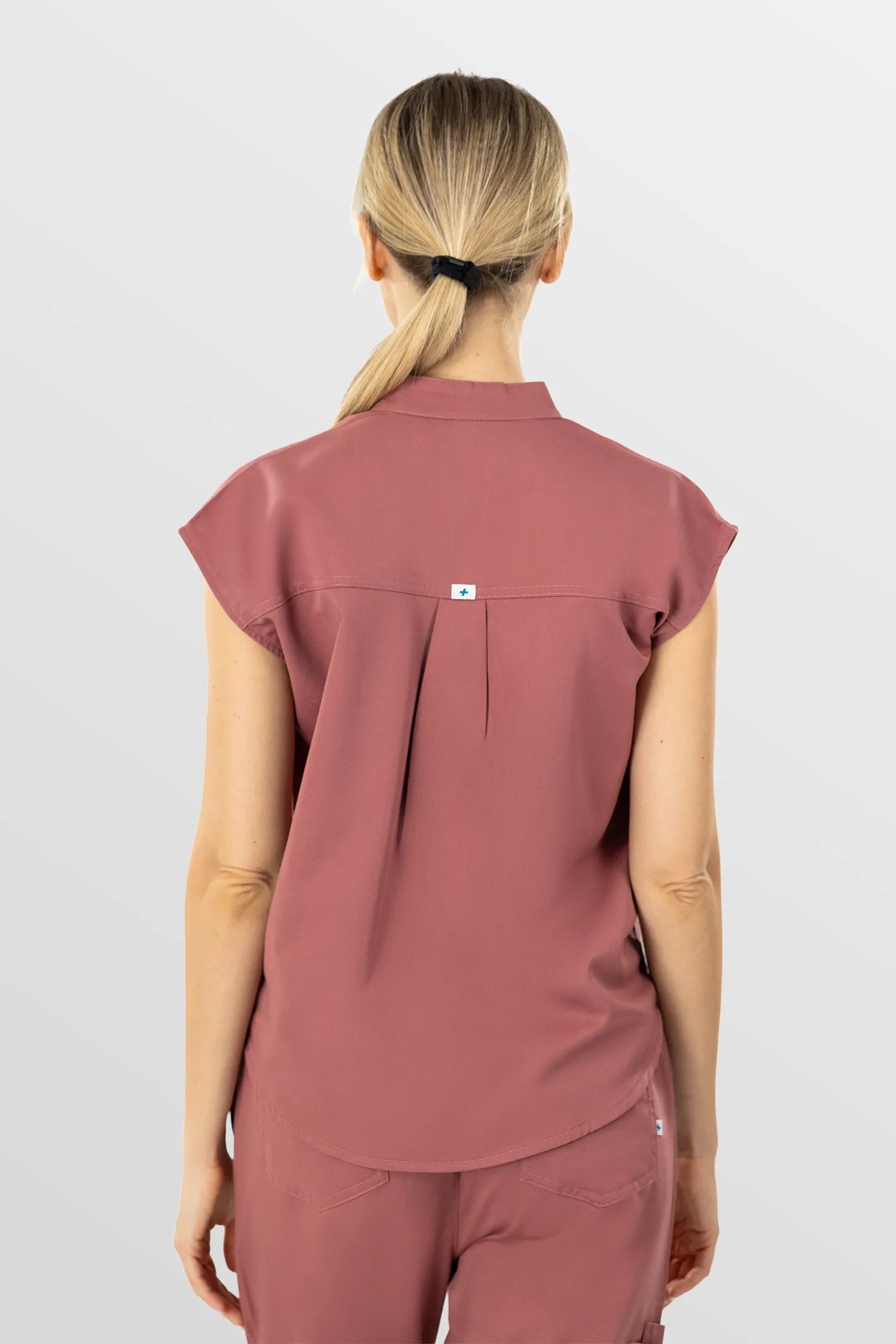 Flesh Pink Eipnare Women's Soft Stretch V-Neck Scrub Top & Tapered Pants Set - Stretch Medical Scrubs for Women