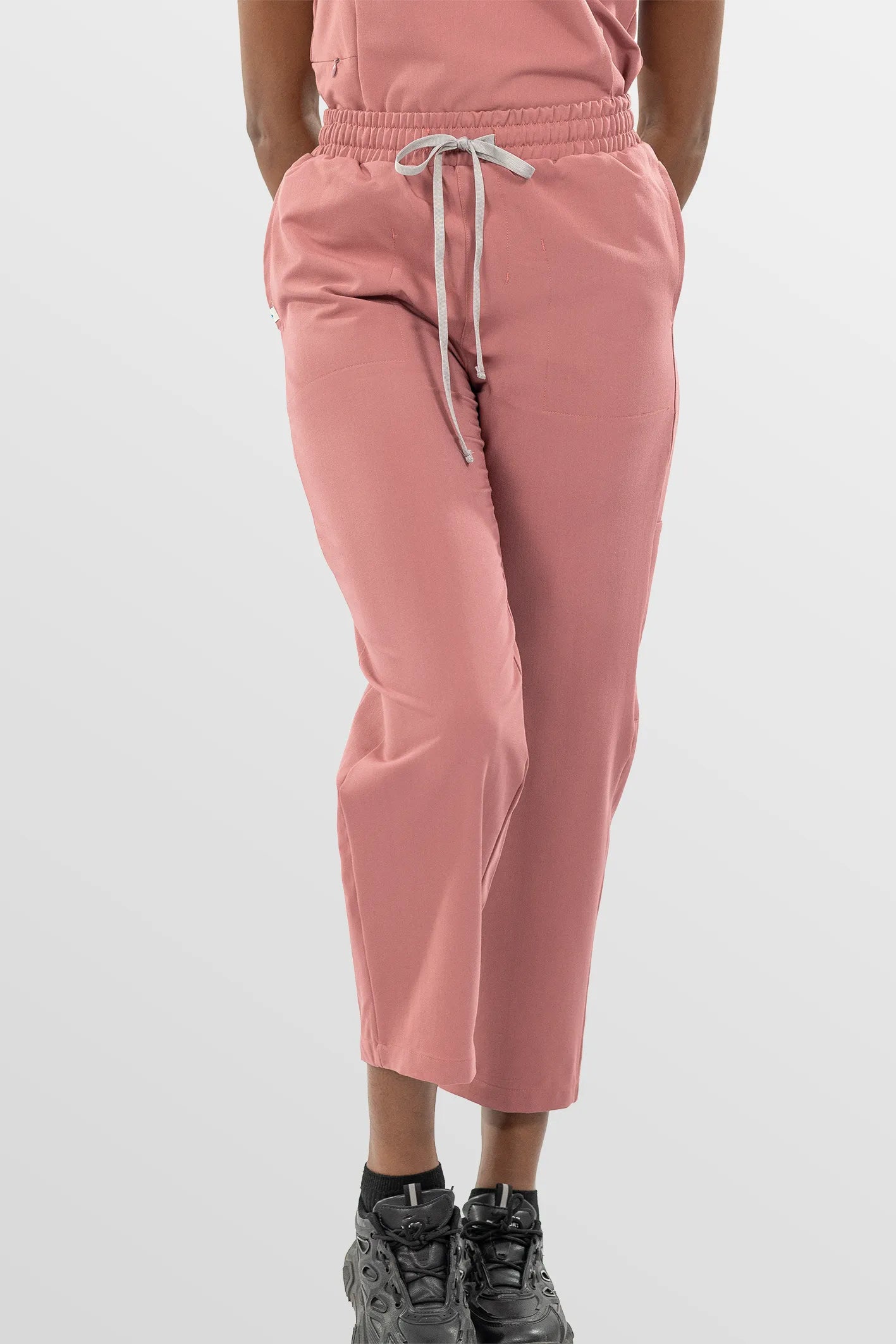 Flesh Pink Eipnare Women's V-Neck Split 9-Pocket Slim Fit Scrub Set - Stretch Medical Scrubs for Women