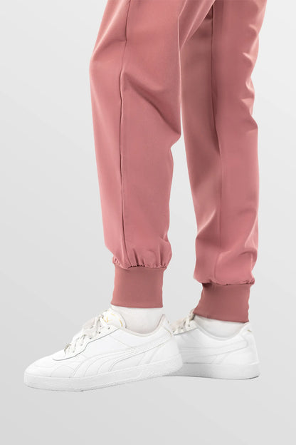 Flesh Pink Eipnare Women's V-Neck 8-Pocket Jogger Scrub Set - Stretch Medical Scrubs for Women