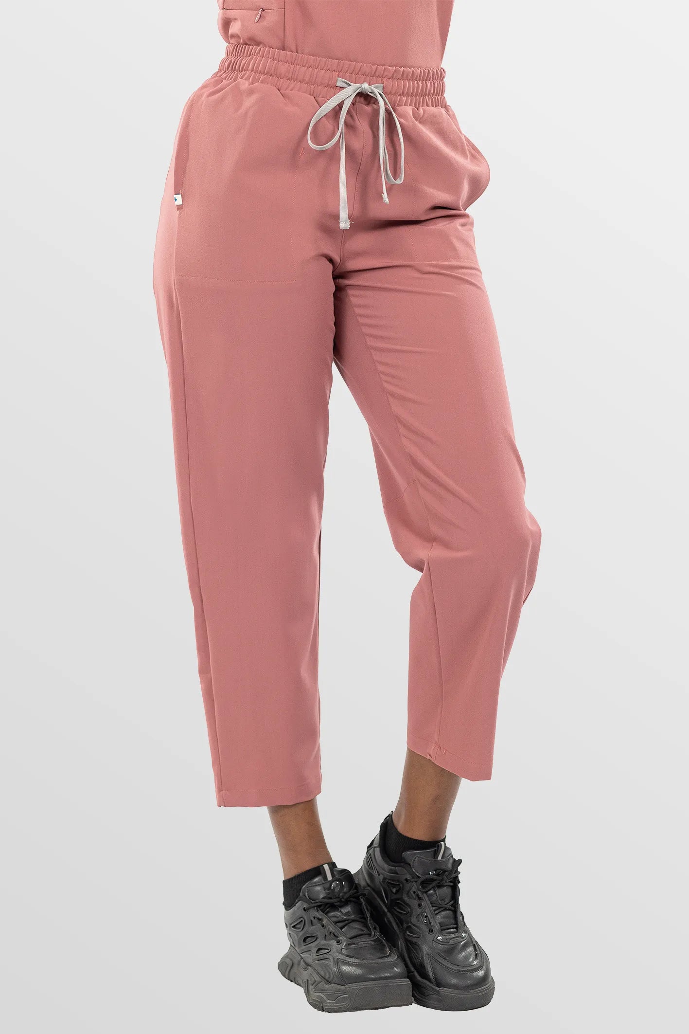 Flesh Pink Eipnare Women's V-Neck Split 9-Pocket Slim Fit Scrub Set - Stretch Medical Scrubs for Women