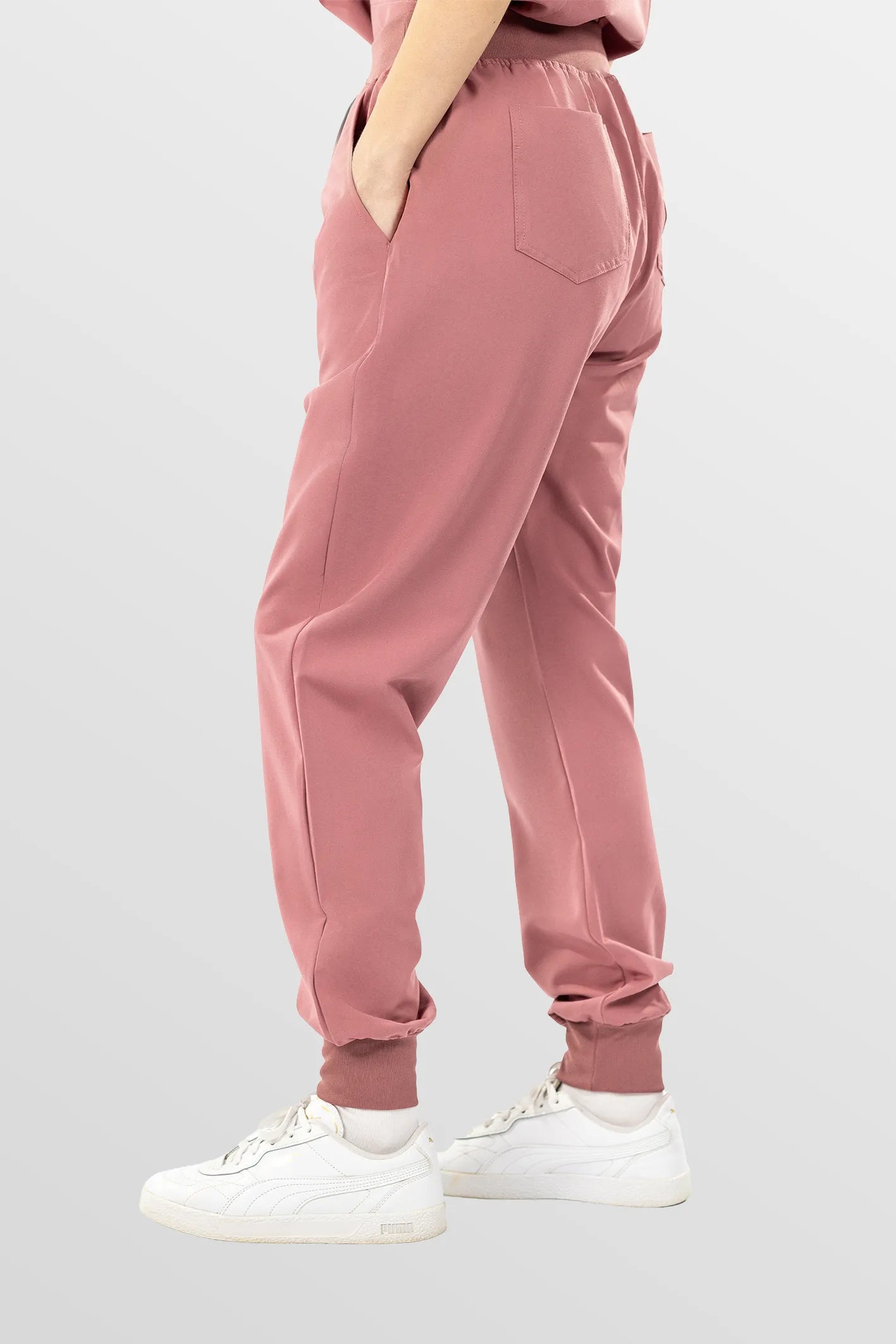 Flesh Pink Eipnare Women's V-Neck 8-Pocket Jogger Scrub Set - Stretch Medical Scrubs for Women