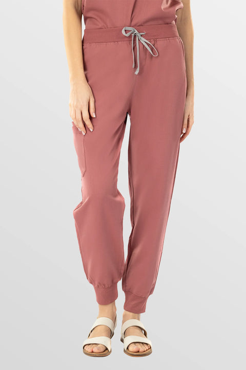 Eipnare Women's Tapered Jogger Scrub Pants - Flesh Pink