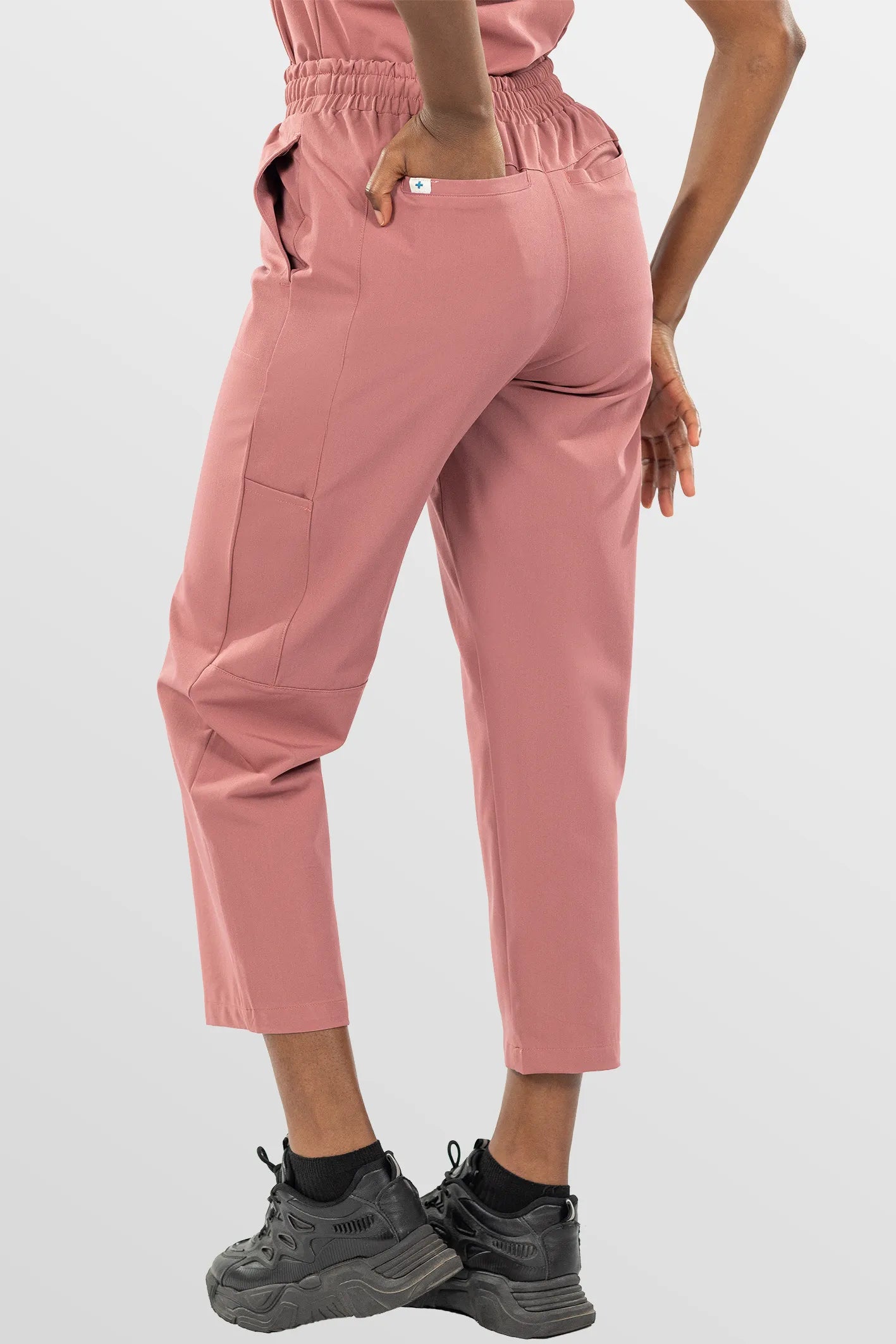 Flesh Pink Eipnare Women's V-Neck Split 9-Pocket Slim Fit Scrub Set - Stretch Medical Scrubs for Women