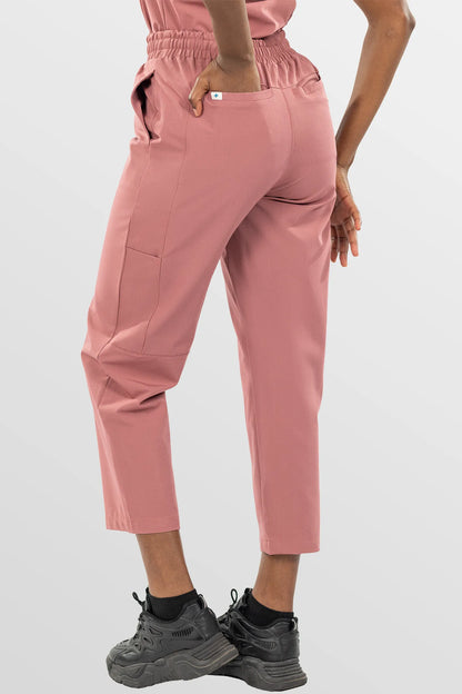 Flesh Pink Eipnare Women's V-Neck Split 9-Pocket Slim Fit Scrub Set - Stretch Medical Scrubs for Women