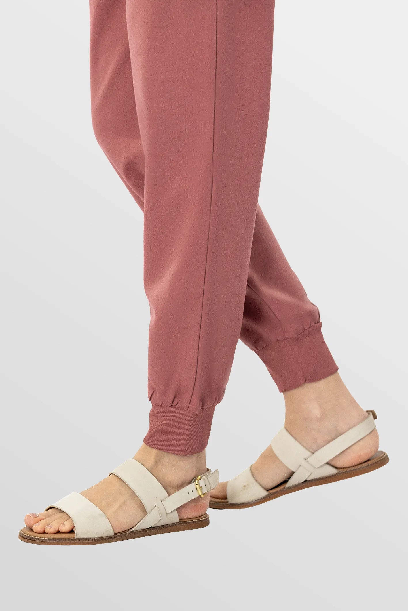 Flesh Pink Eipnare Women's Soft Stretch V-Neck Scrub Top & Tapered Pants Set - Stretch Medical Scrubs for Women