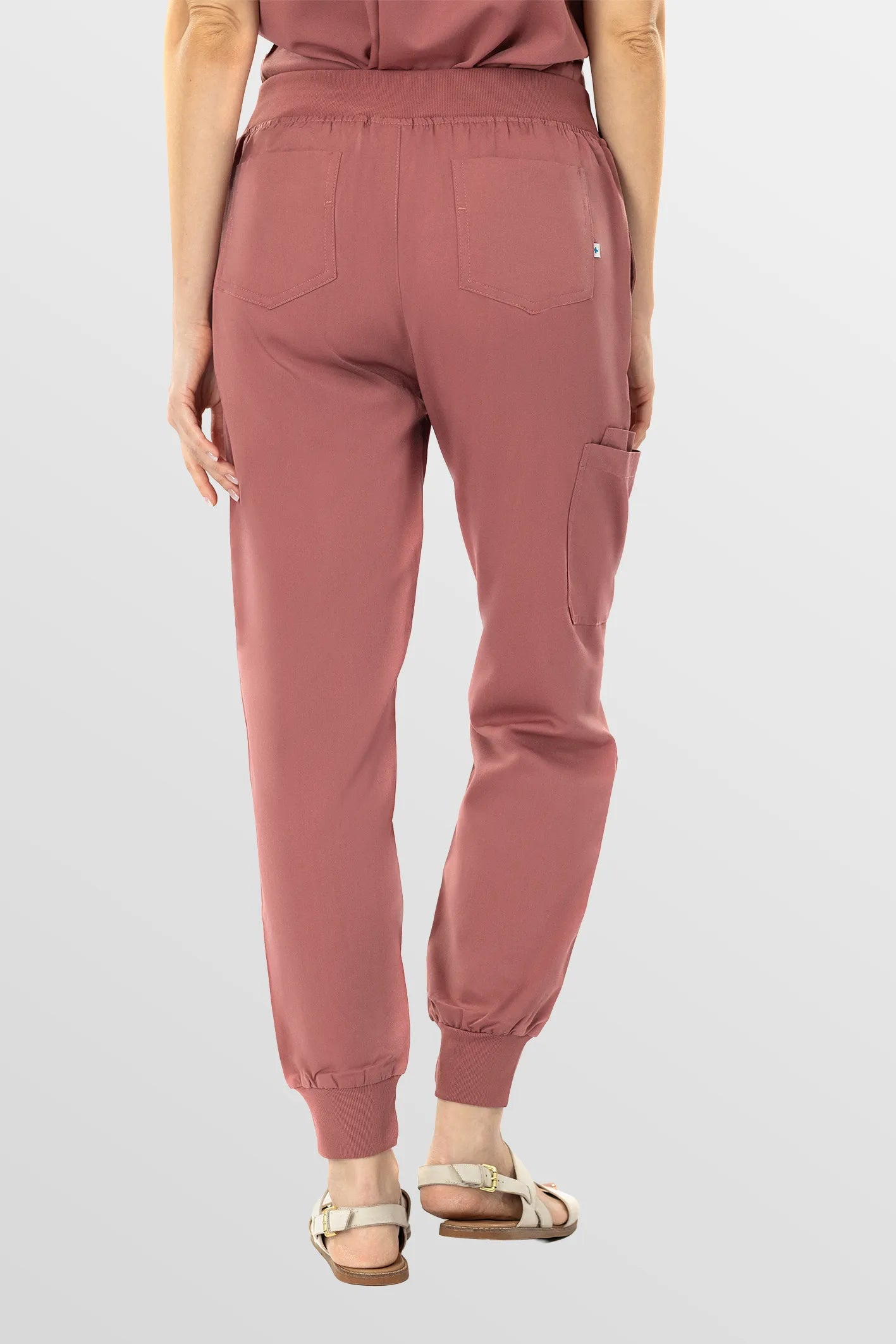 Flesh Pink Eipnare Women's Soft Stretch V-Neck Scrub Top & Tapered Pants Set - Stretch Medical Scrubs for Women