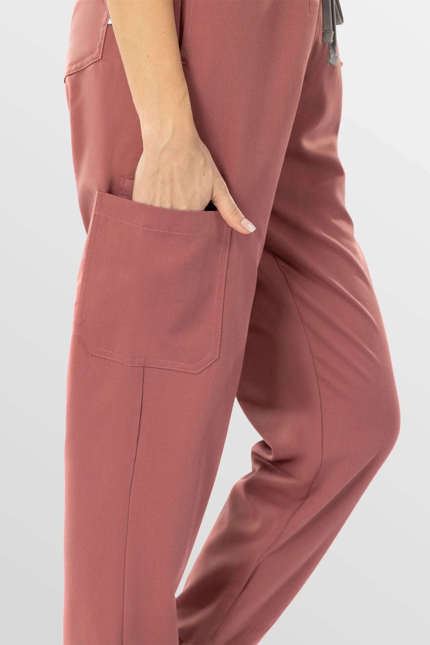 Flesh Pink Eipnare Women's Soft Stretch V-Neck Scrub Top & Tapered Pants Set - Stretch Medical Scrubs for Women