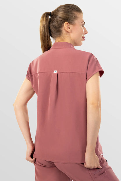 Flesh Pink Eipnare Women's Henley Collar Sleeveless Jogger Scrub Set - Stretch Medical Scrubs for Women