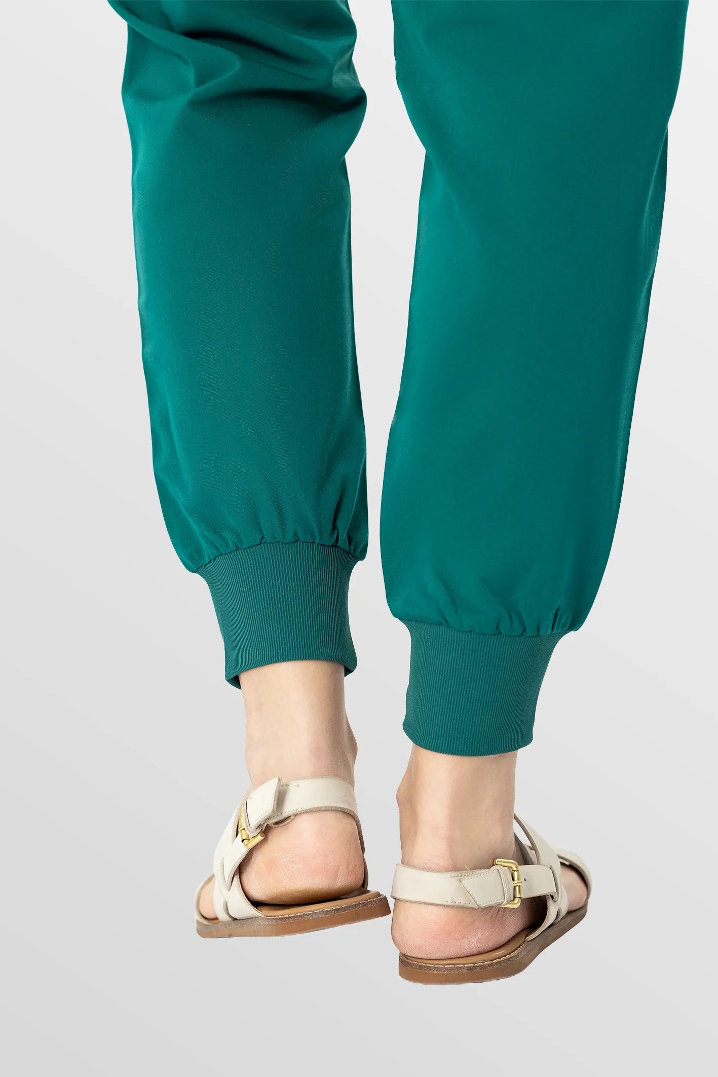 Green Eipnare Women's V-Neck 8-Pocket Jogger Scrub Set - Stretch Medical Scrubs for Women