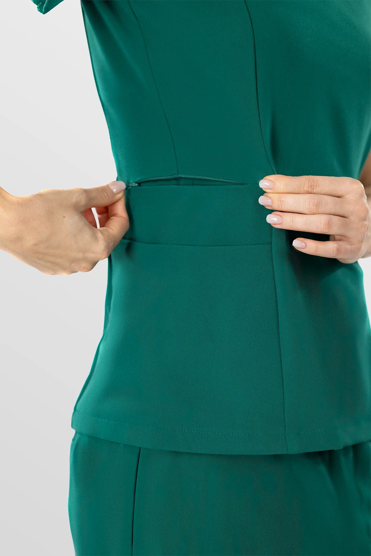 Green Eipnare Women's V-Neck Split 9-Pocket Slim Fit Scrub Set - Stretch Medical Scrubs for Women