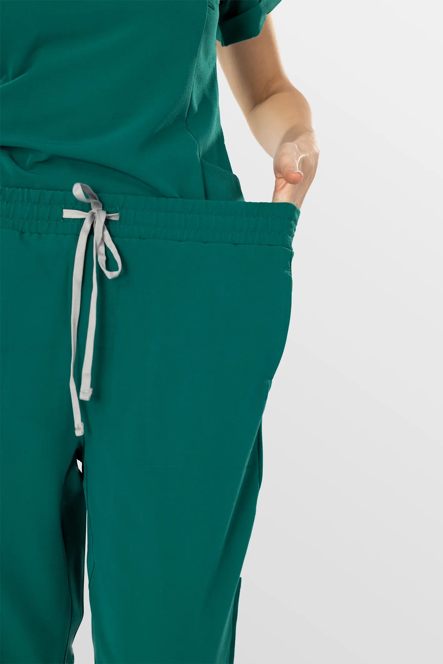 Green Eipnare Women's V-Neck Split 9-Pocket Slim Fit Scrub Set - Stretch Medical Scrubs for Women