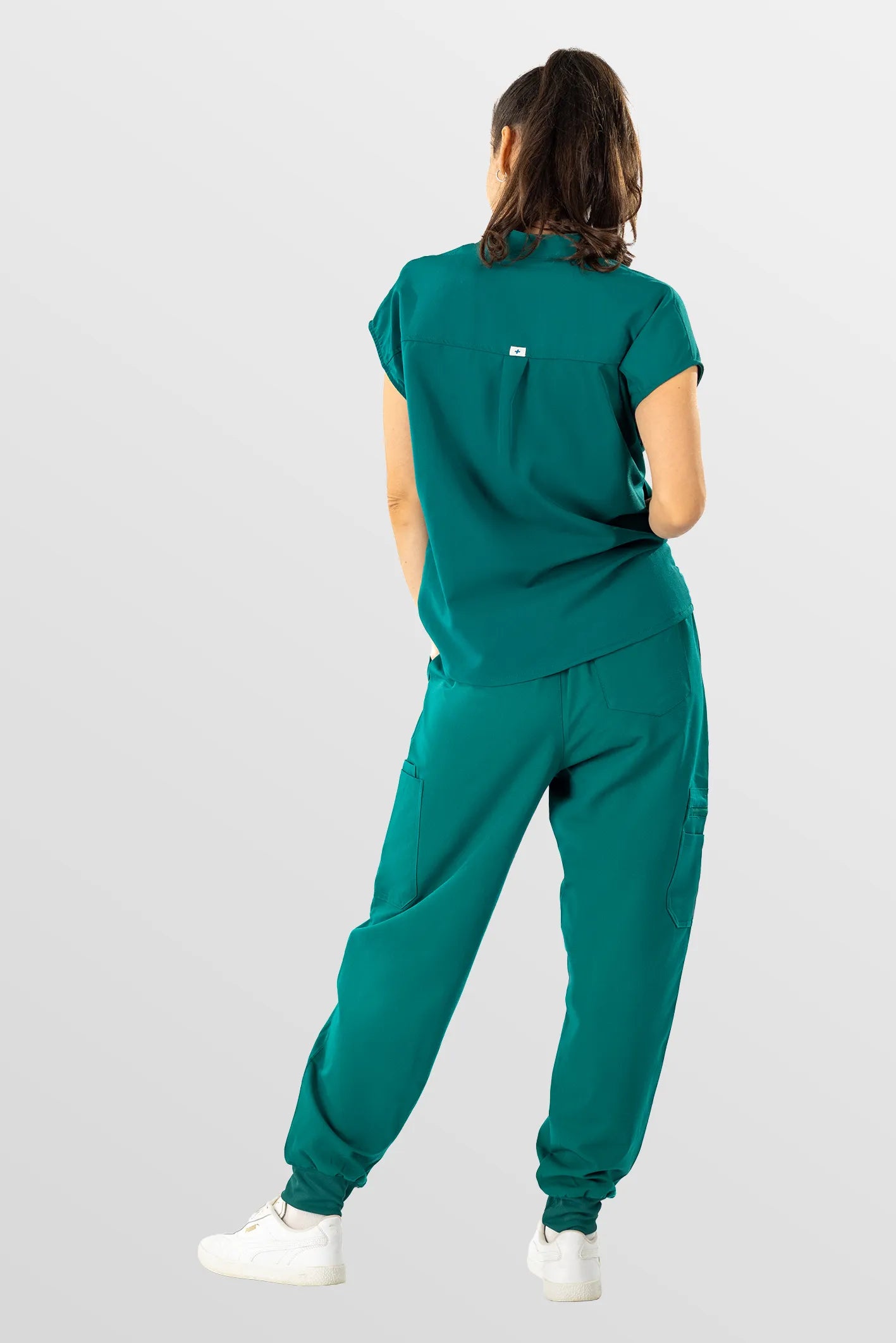 Green Eipnare Women's Henley Collar Sleeveless Jogger Scrub Set - Stretch Medical Scrubs for Women