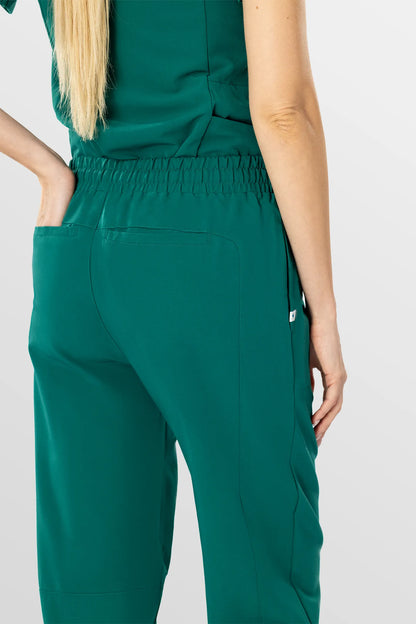 Green Eipnare Women's V-Neck Split 9-Pocket Slim Fit Scrub Set - Stretch Medical Scrubs for Women
