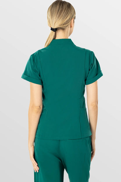 Green Eipnare Women's V-Neck Split 9-Pocket Slim Fit Scrub Set - Stretch Medical Scrubs for Women