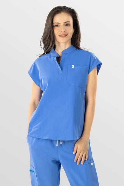 Dark Blue Eipnare Women's Henley Collar Sleeveless Jogger Scrub Set - Stretch Medical Scrubs for Women