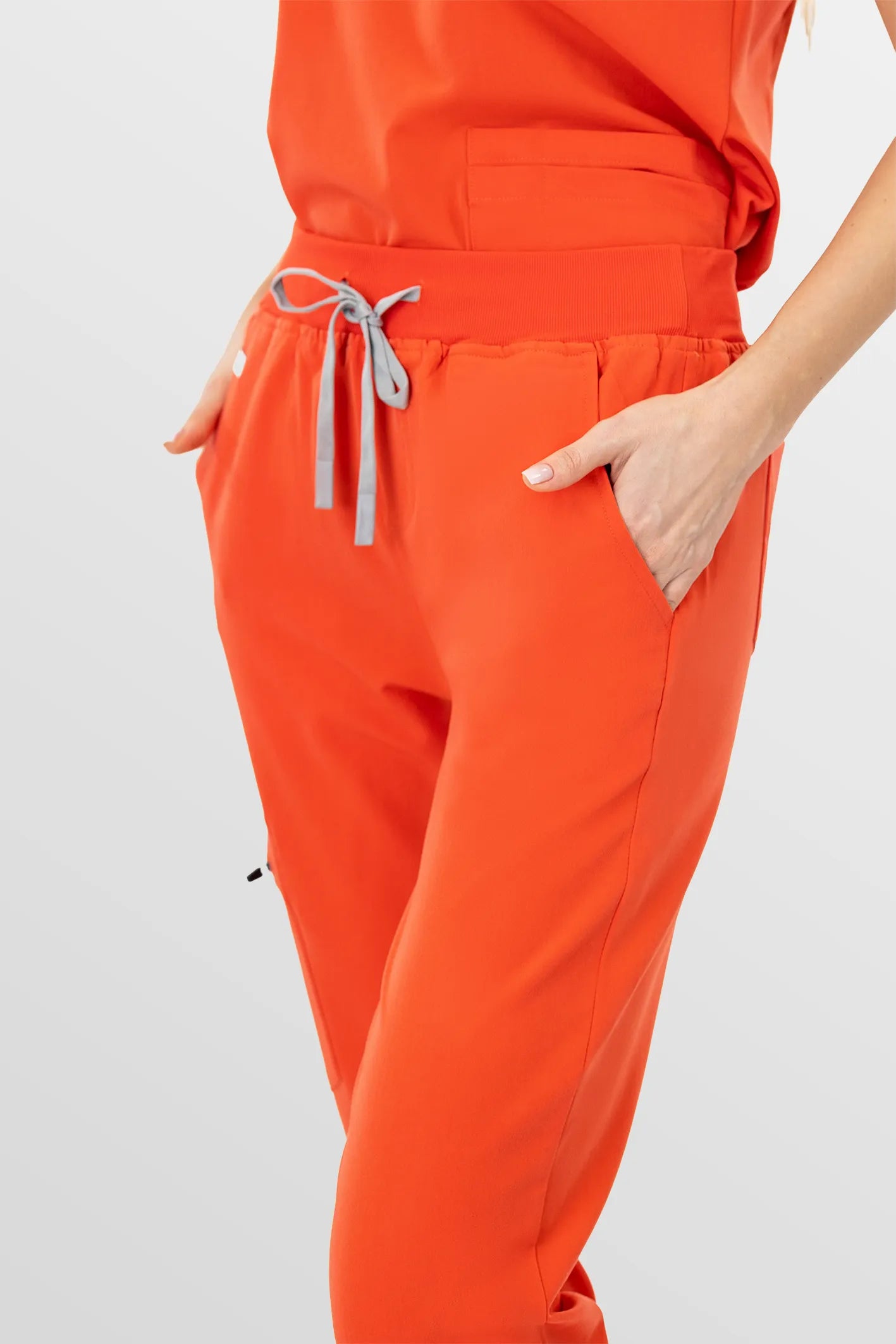 Orange Eipnare Women's V-Neck 8-Pocket Jogger Scrub Set - Stretch Medical Scrubs for Women