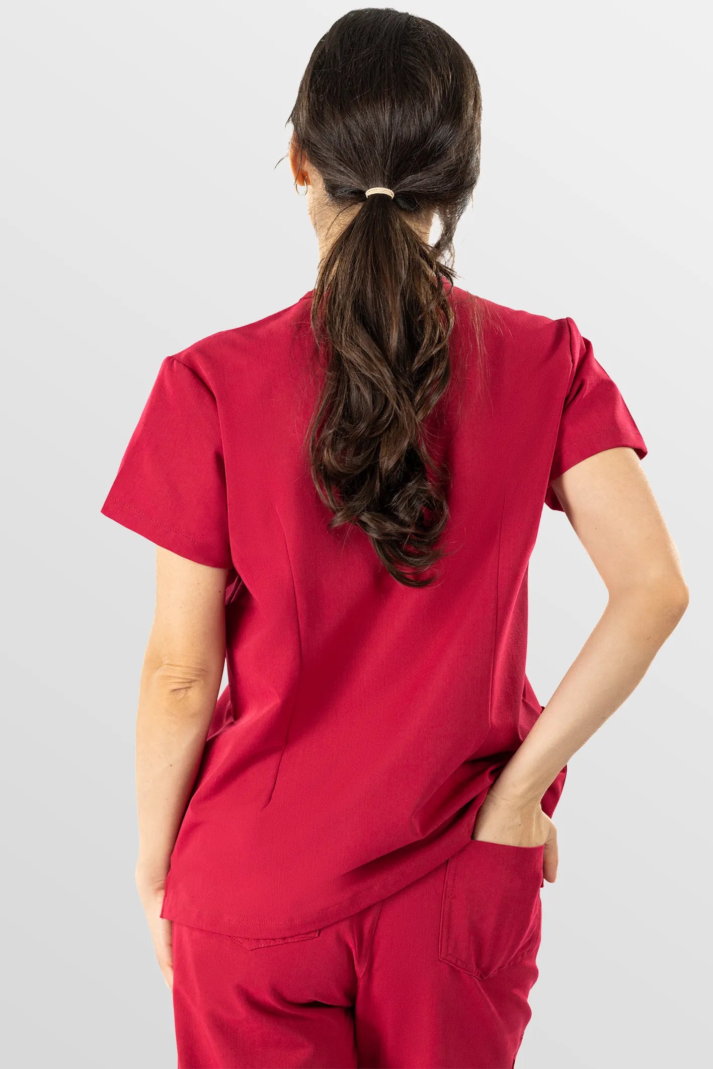 Orange Red Eipnare Women's V-Neck 8-Pocket Jogger Scrub Set - Stretch Medical Scrubs for Women