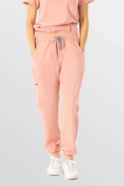 Eipnare Women's Multi-Pocket Jogger Scrub Pants - Pink