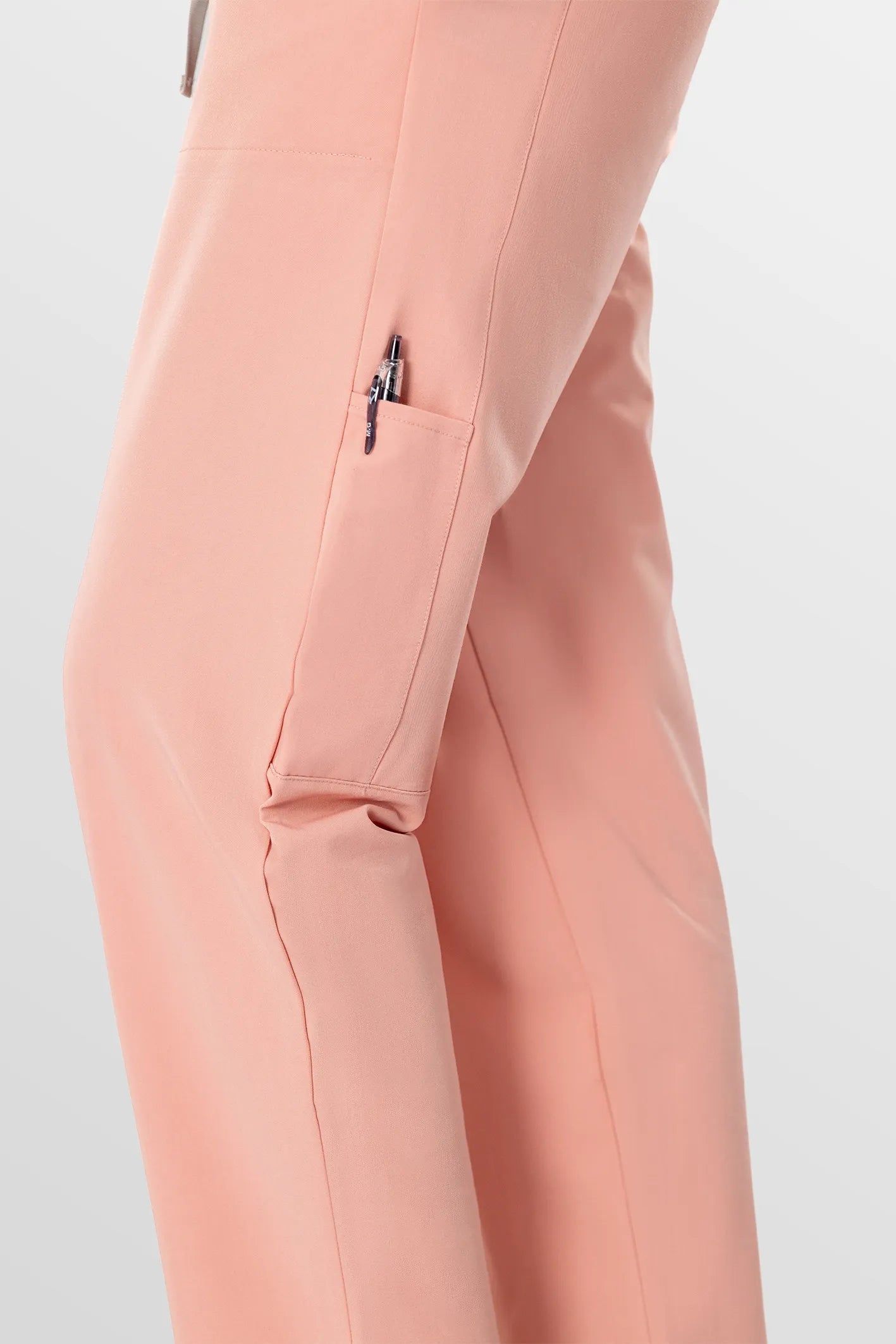 Pink Eipnare Women's V-Neck Split 9-Pocket Slim Fit Scrub Set - Stretch Medical Scrubs for Women