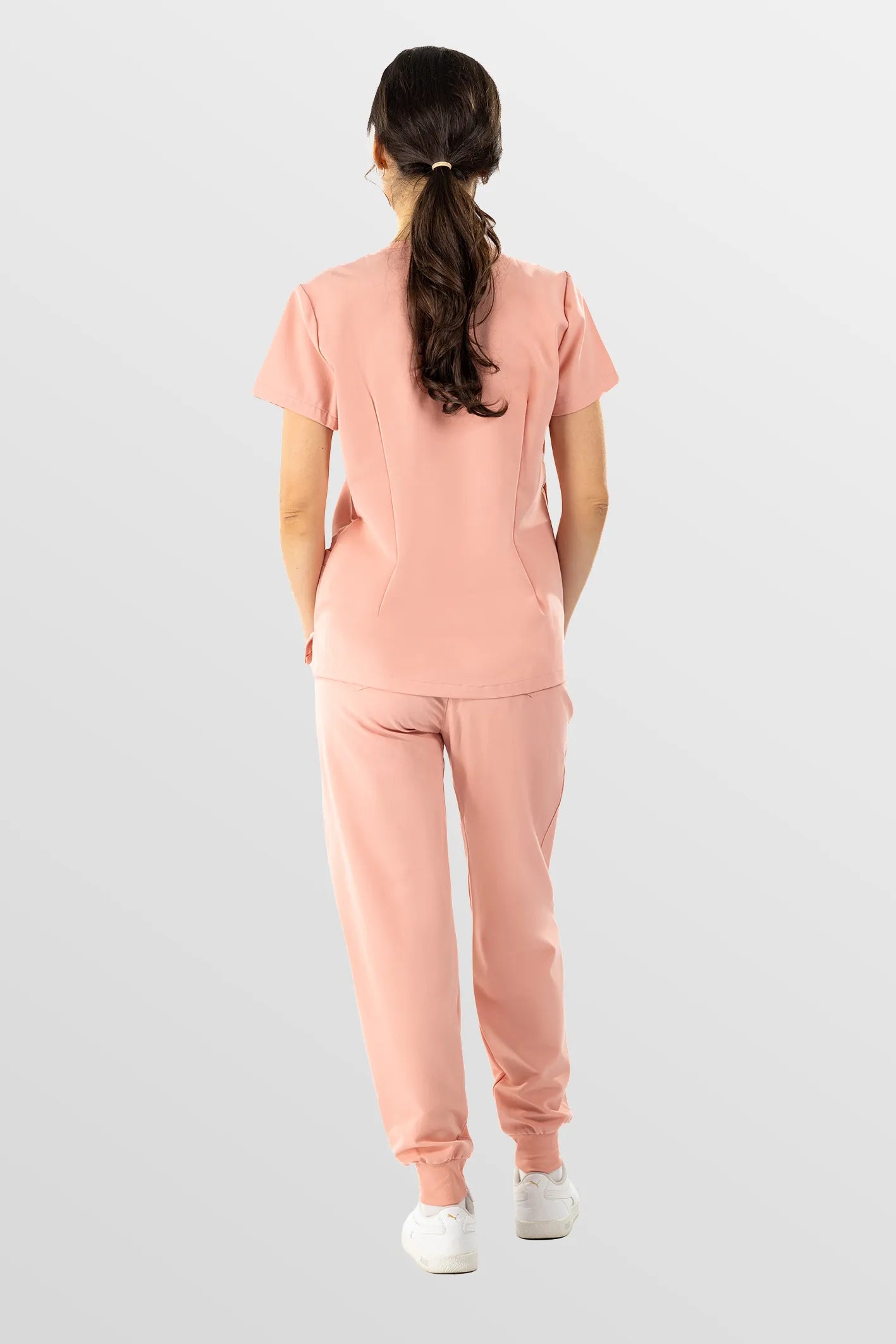 Pink Eipnare Women's V-Neck 8-Pocket Jogger Scrub Set - Stretch Medical Scrubs for Women