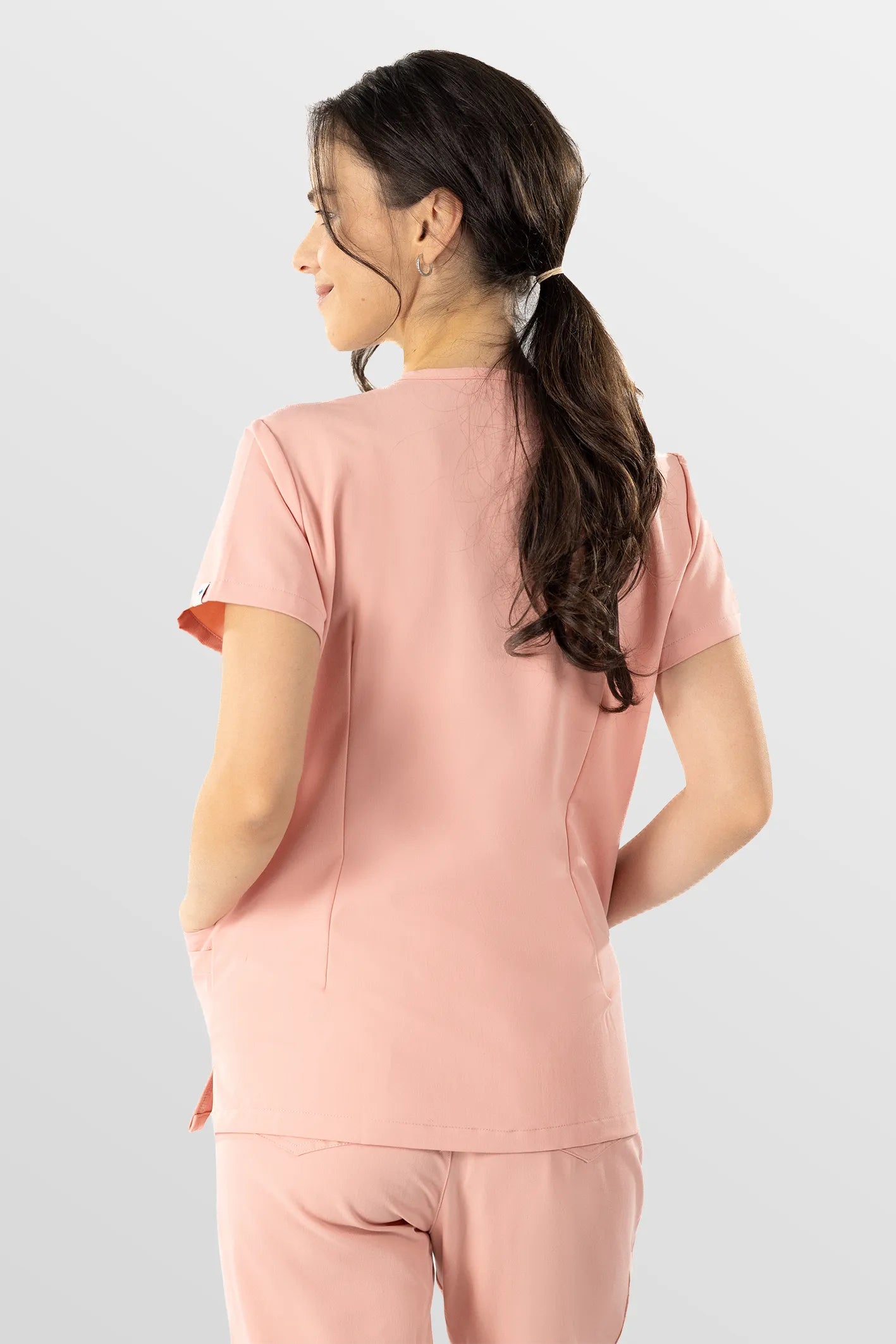 Pink Eipnare Women's V-Neck 8-Pocket Jogger Scrub Set - Stretch Medical Scrubs for Women