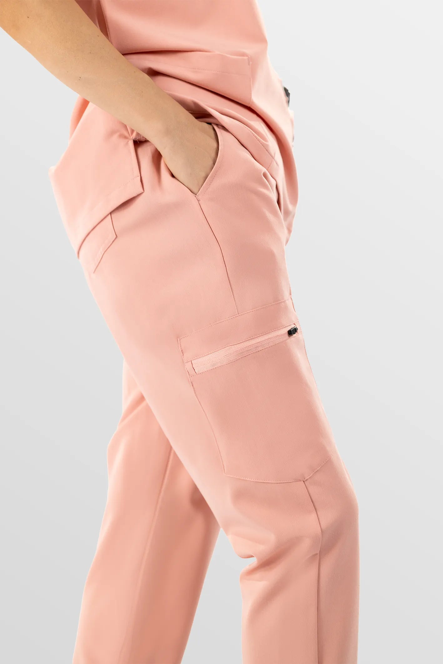 Pink Eipnare Women's V-Neck 8-Pocket Jogger Scrub Set - Stretch Medical Scrubs for Women