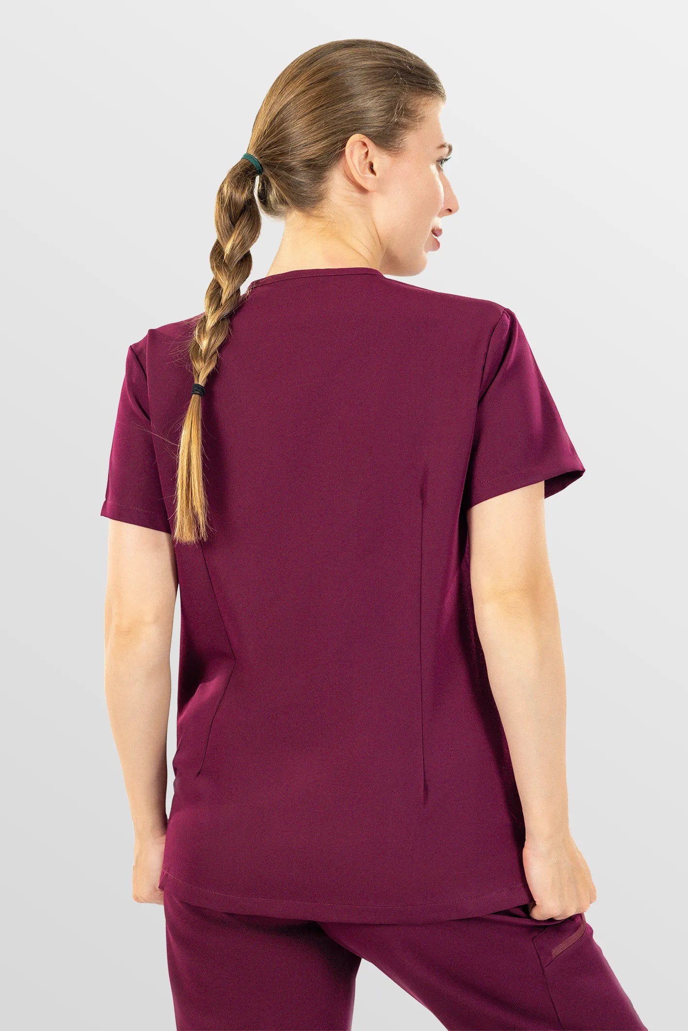 Red Eipnare Women's V-Neck 8-Pocket Jogger Scrub Set - Stretch Medical Scrubs for Women