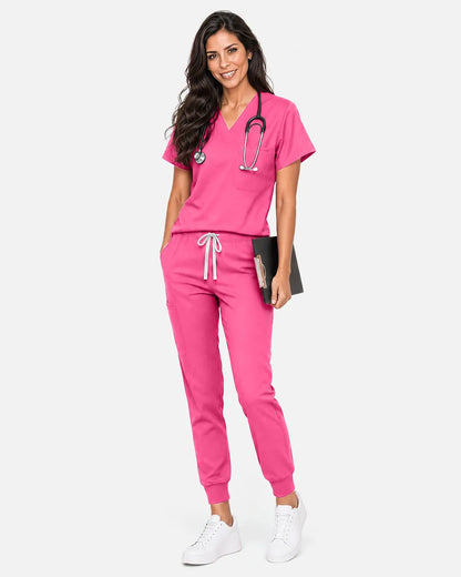 Azalea pink Eipnare Women's Classic Jogger Scrub Pants - Stretch Medical Scrubs for Women