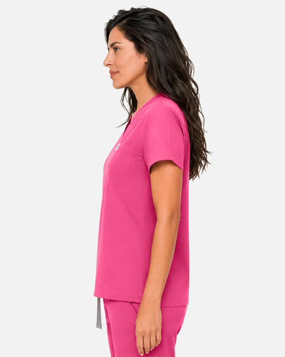 Azalea pink Eipnare Women's Classic V-Neck Scrub Top - Stretch Medical Scrubs for Women
