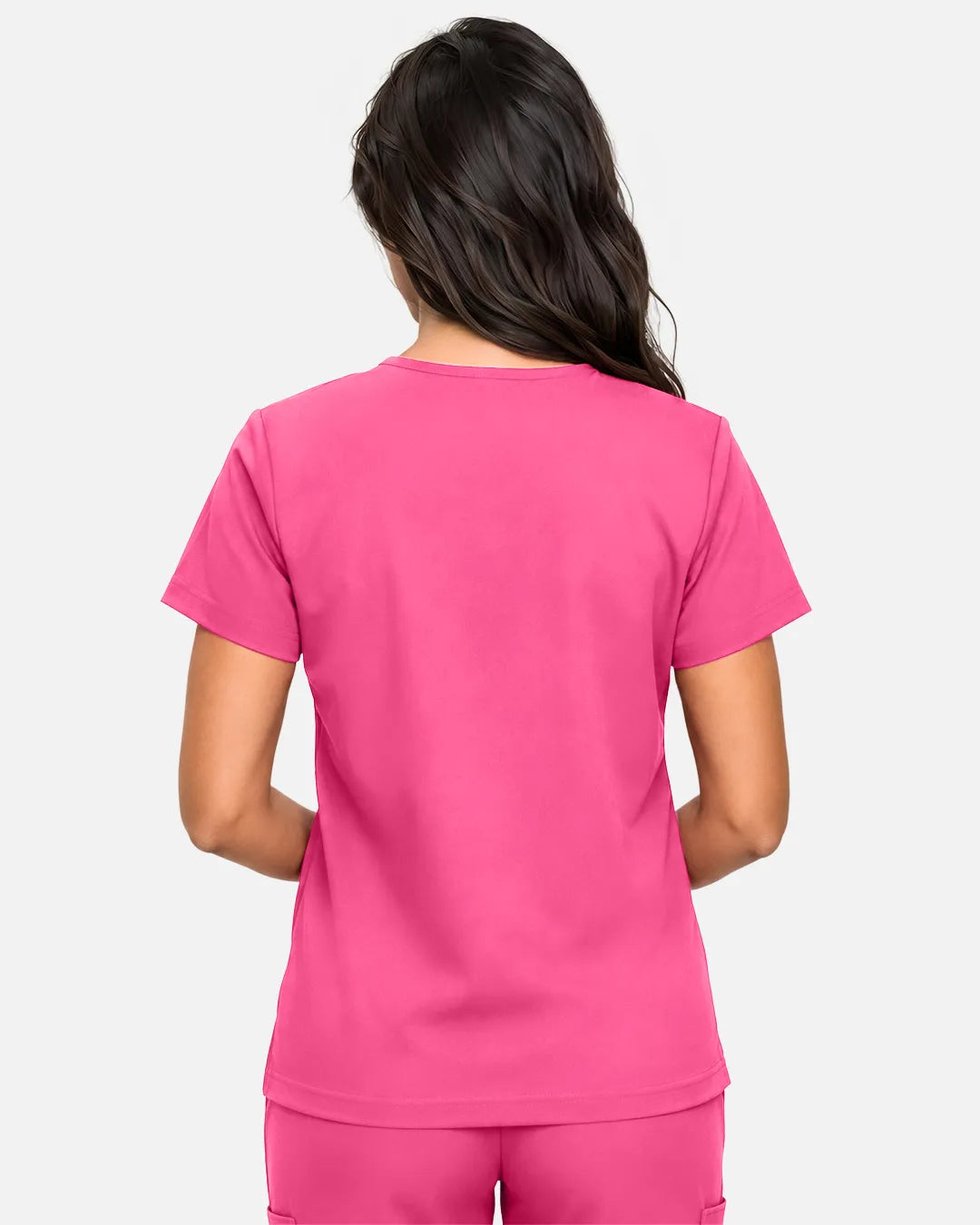 Azalea pink Eipnare Women's Classic V-Neck Scrub Top - Stretch Medical Scrubs for Women