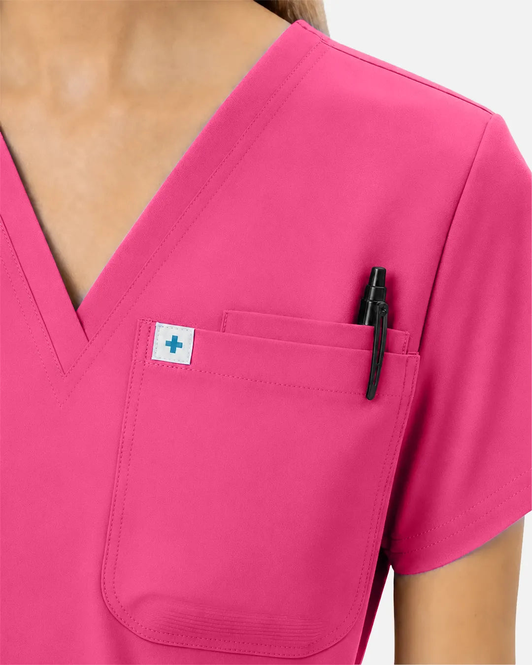 Azalea pink Eipnare Women's Classic V-Neck Scrub Top - Stretch Medical Scrubs for Women
