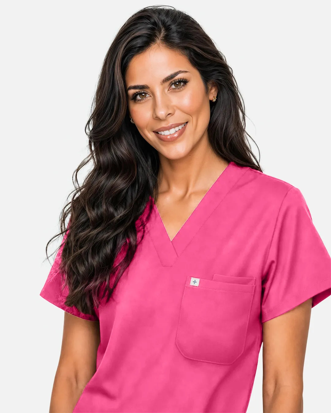 Azalea pink Eipnare Women's Classic V-Neck Scrub Top - Stretch Medical Scrubs for Women