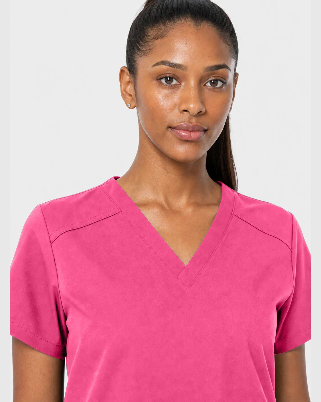 Azalea Pink Eipnare Women's 15-Pocket V-Neck Jogger Scrub Set - Stretch Medical Scrubs for Women