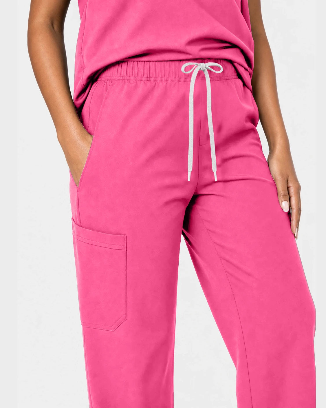 Azalea Pink Eipnare Women's 15-Pocket V-Neck Jogger Scrub Set - Stretch Medical Scrubs for Women