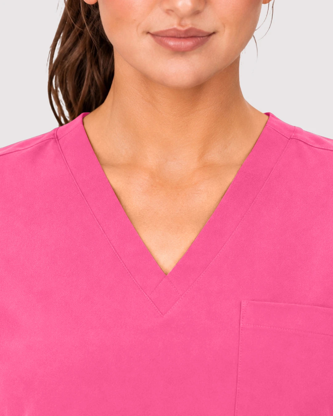 Azalea Pink Eipnare Women's 3-Pocket V-Neck Jogger Scrub Set - Stretch Medical Scrubs for Women