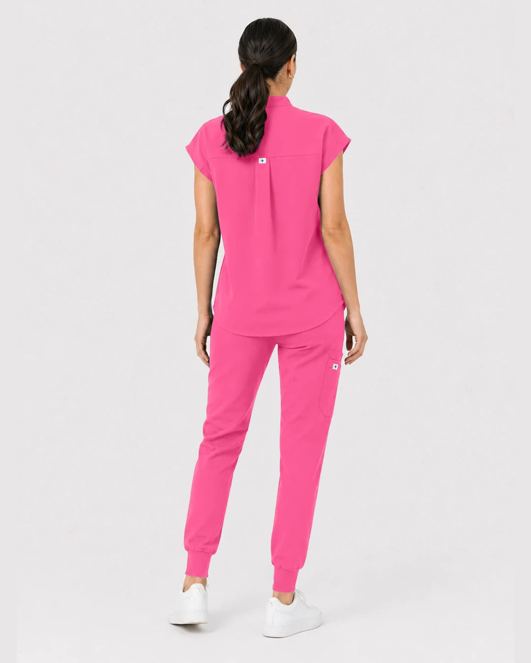 Azalea Pink Eipnare Women's Henley Sleeveless Jogger Scrub Set - Stretch Medical Scrubs for Women
