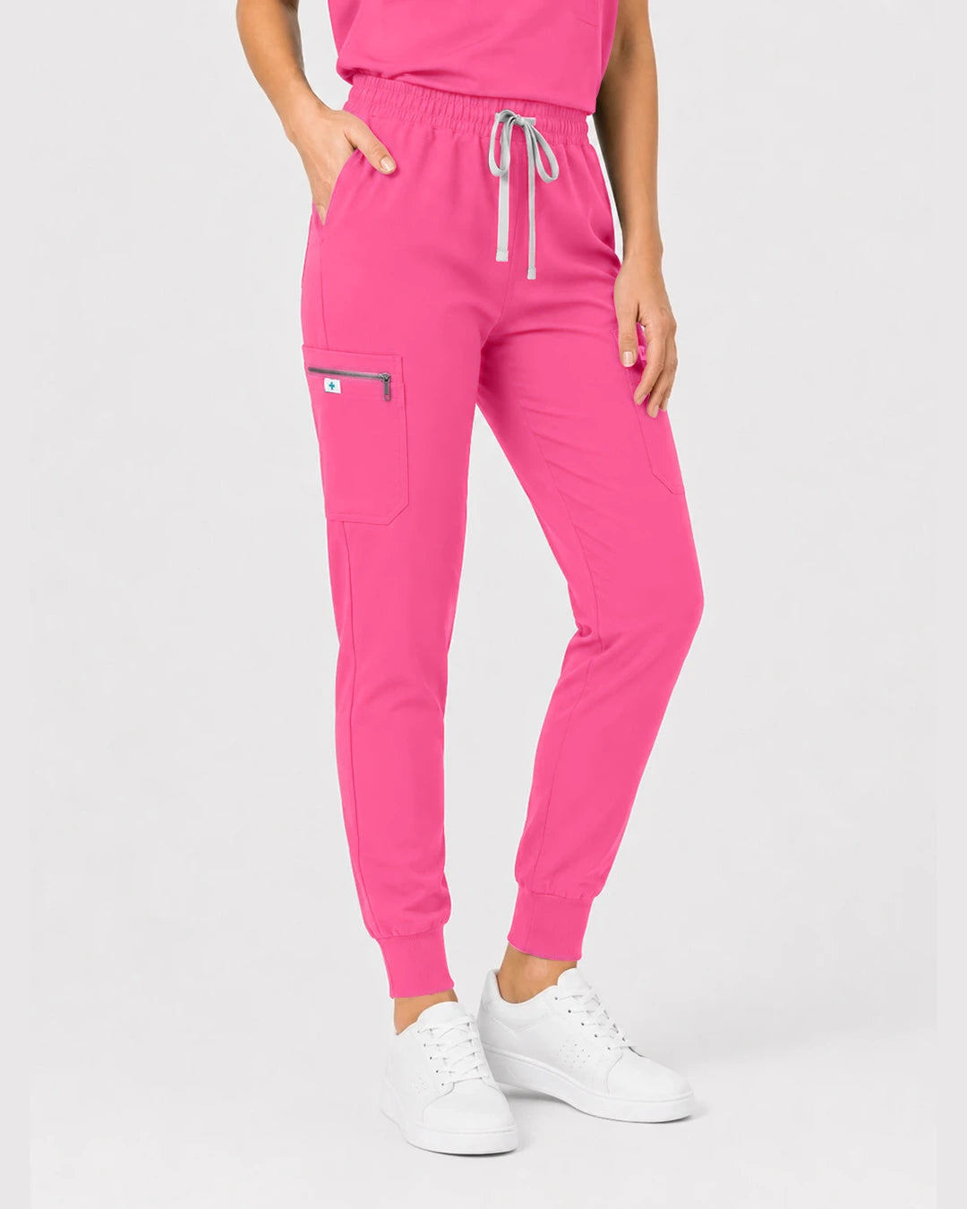 Azalea Pink Eipnare Women's Henley Sleeveless Jogger Scrub Set - Stretch Medical Scrubs for Women