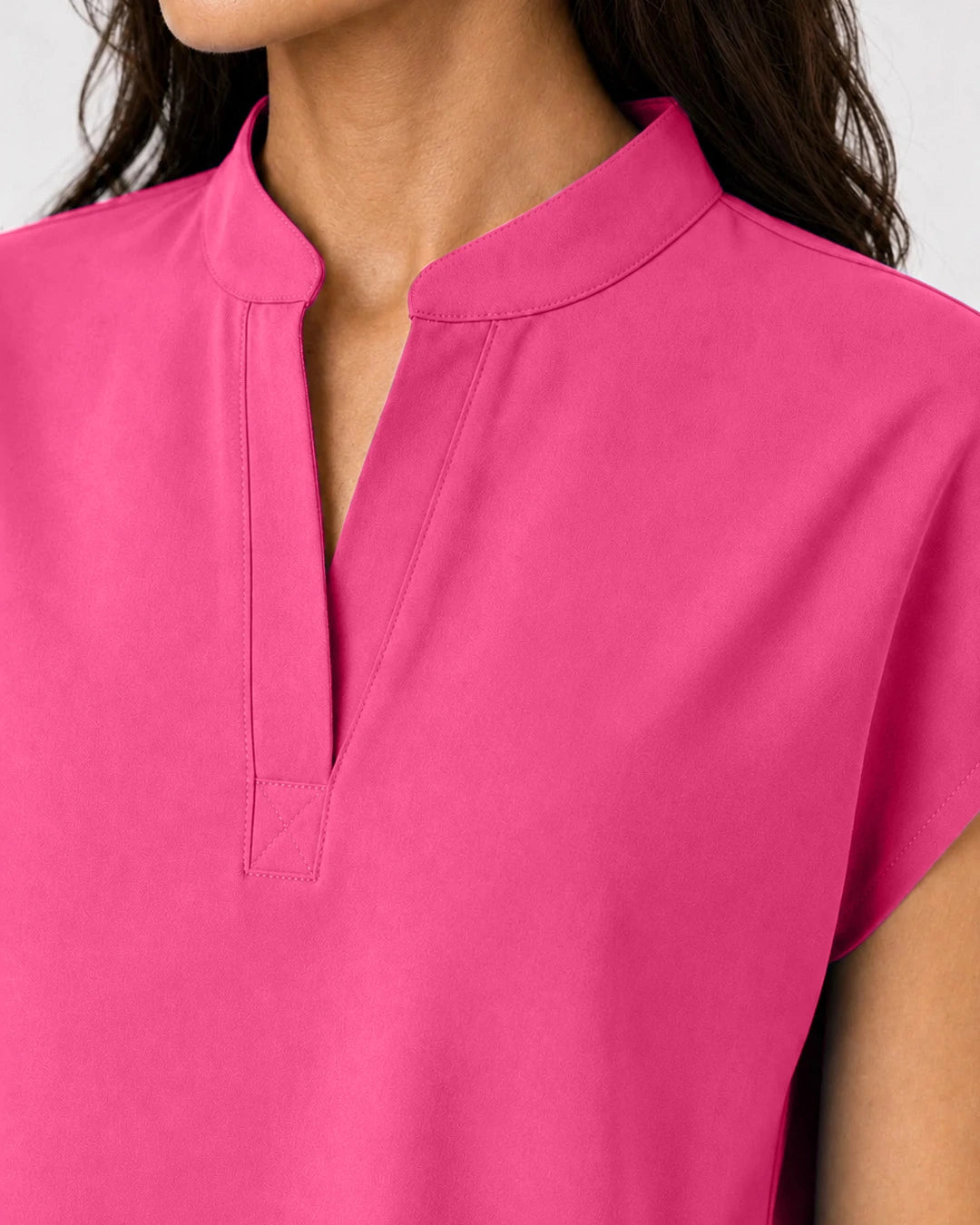 Azalea Pink Eipnare Women's Mandarin Sleeveless Straight-Leg Scrub Set - Stretch Medical Scrubs for Women