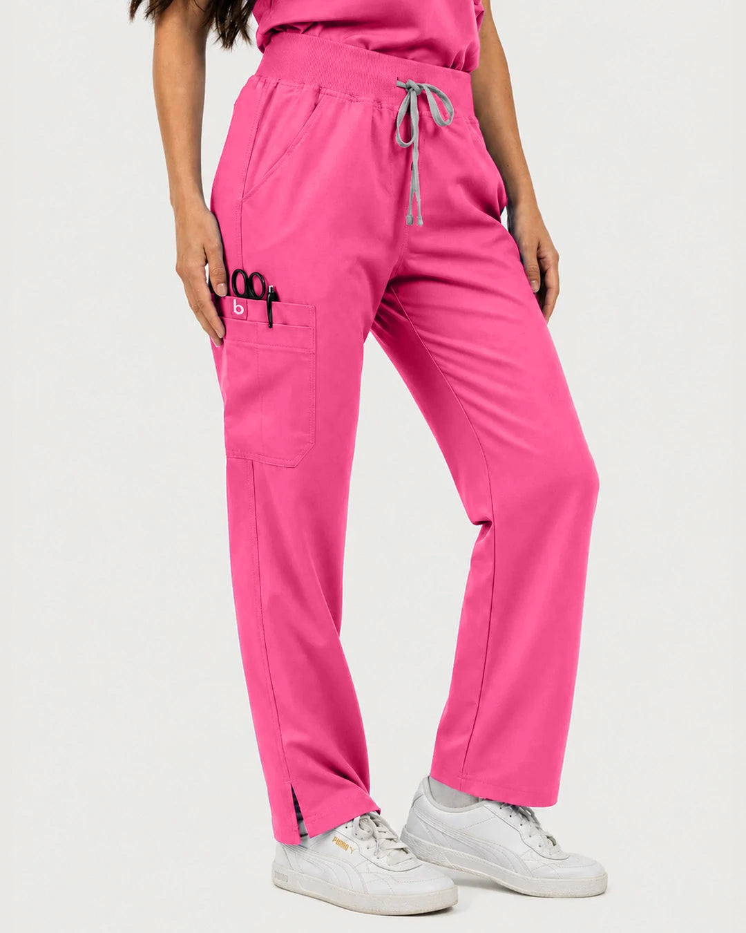 Azalea Pink Eipnare Women's Mandarin Sleeveless Straight-Leg Scrub Set - Stretch Medical Scrubs for Women