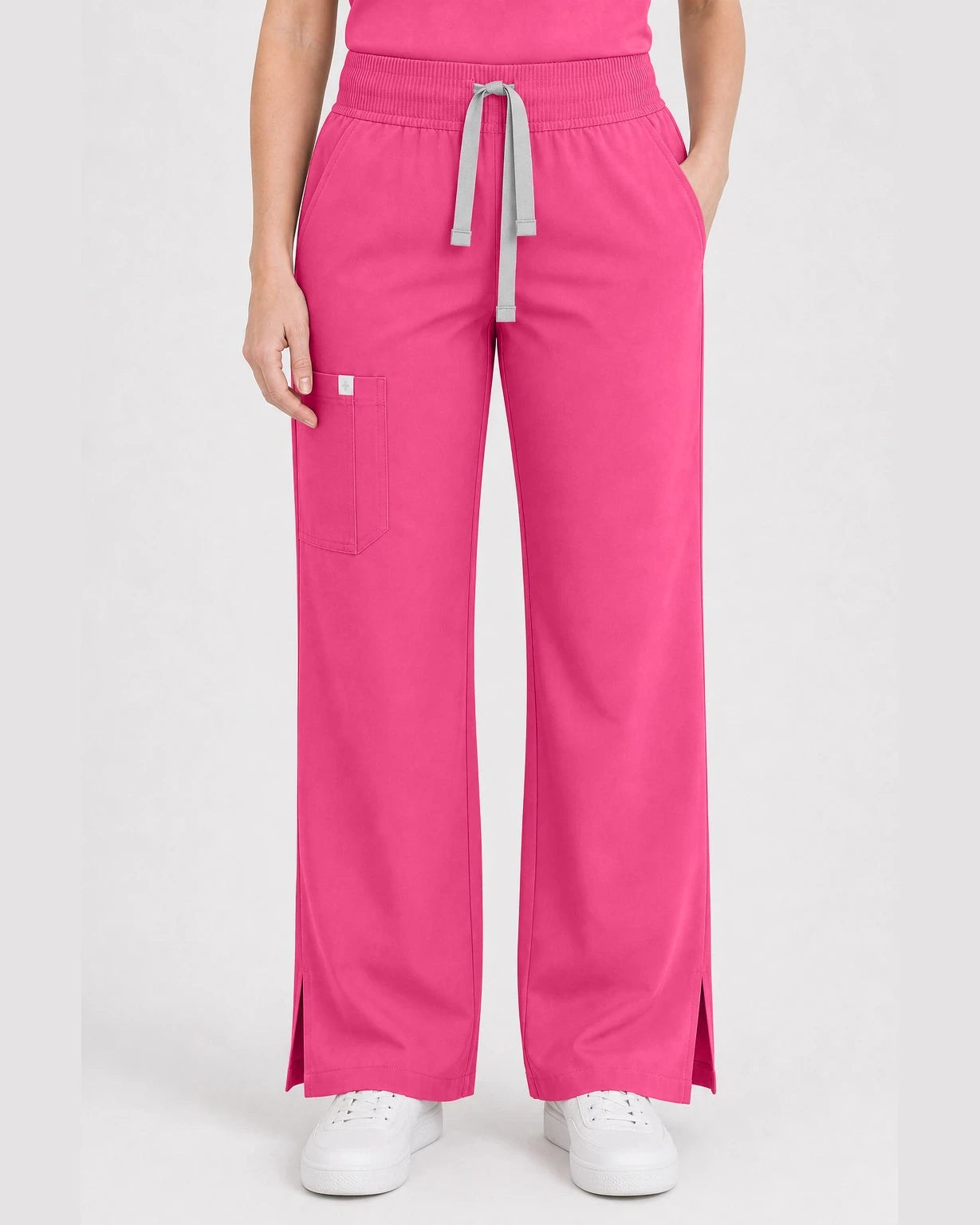 Azalea Pink Eipnare Women's Henley Sleeveless Straight-Leg Scrub Set - Stretch Medical Scrubs for Women