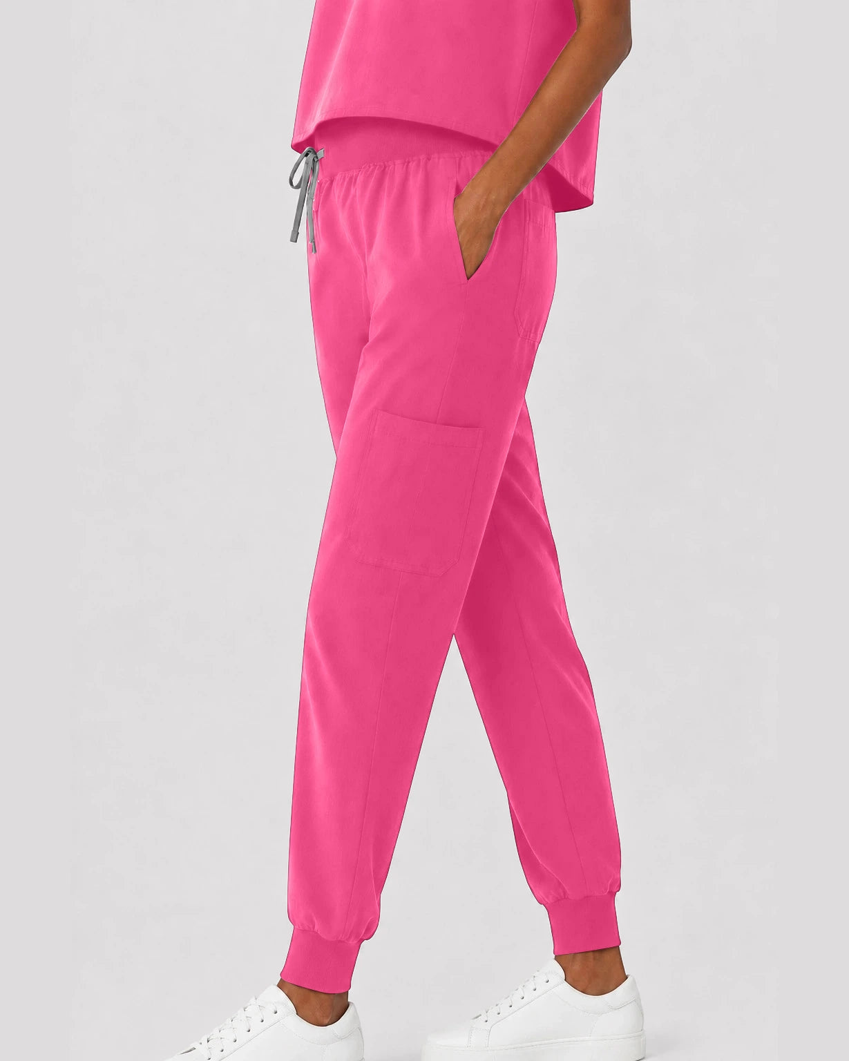 Azalea Pink Eipnare Women's Sleeveless Mandarin Collar Jogger Scrub Set - Stretch Medical Scrubs for Women