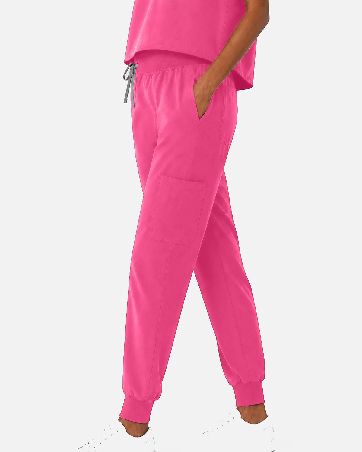 Azalea Pink – Eipnare Women's Sleeveless Mandarin Collar Jogger Uniform Set – product image 05
