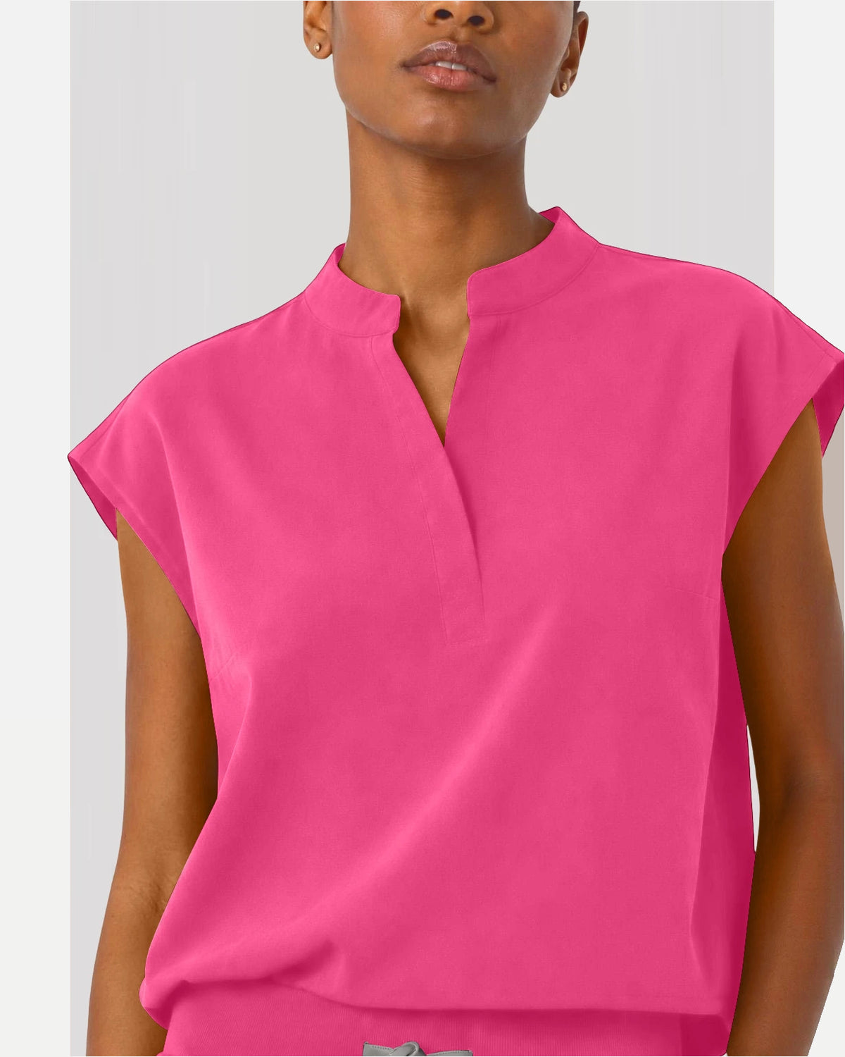 Azalea Pink – Eipnare Women's Sleeveless Mandarin Collar Jogger Uniform Set – product image 08