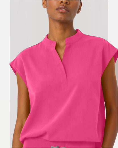 Azalea Pink – Eipnare Women's Sleeveless Mandarin Collar Jogger Uniform Set – product image 08