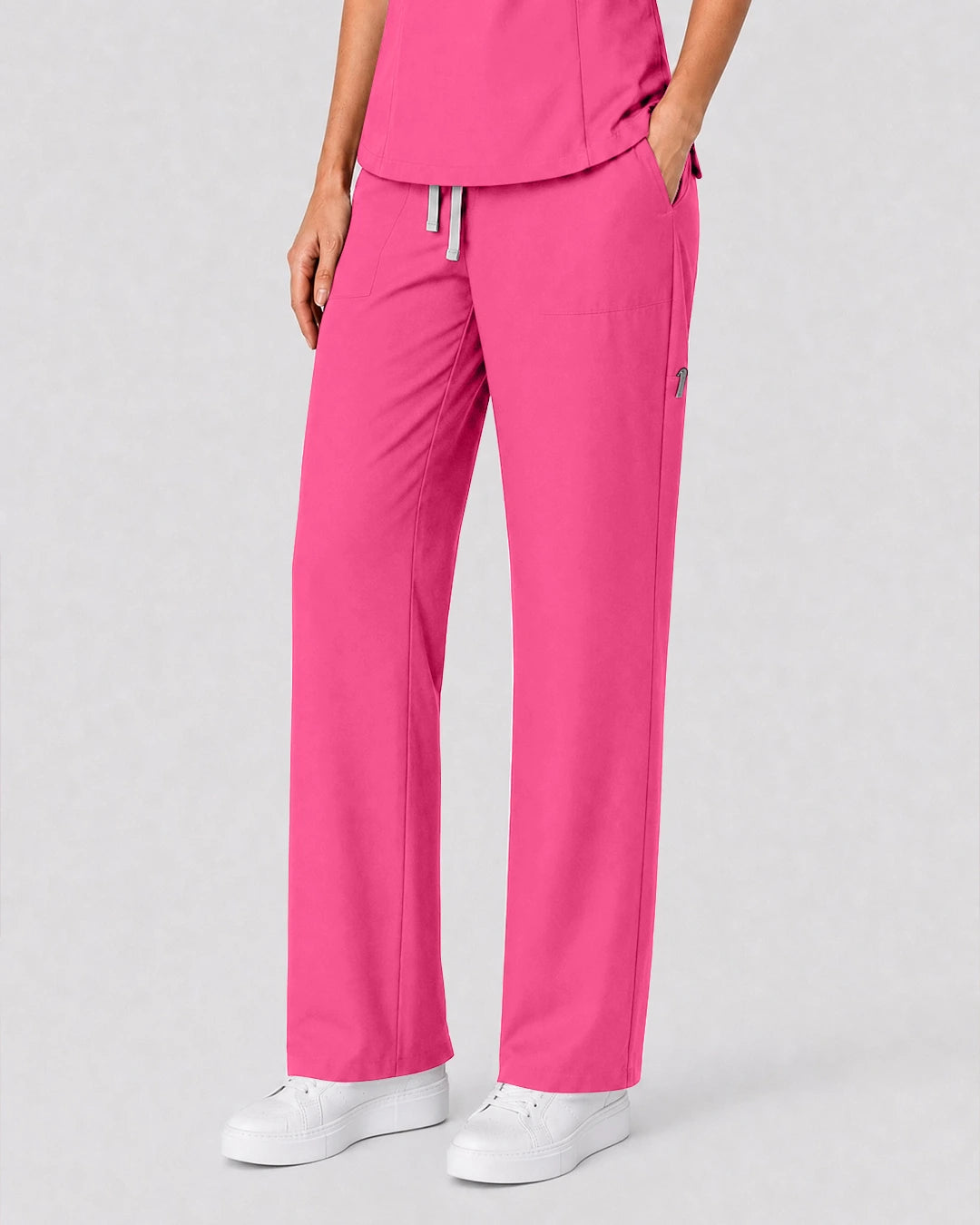 Azalea Pink Eipnare Women's Split V-Neck Tapered Scrub Set - Stretch Medical Scrubs for Women