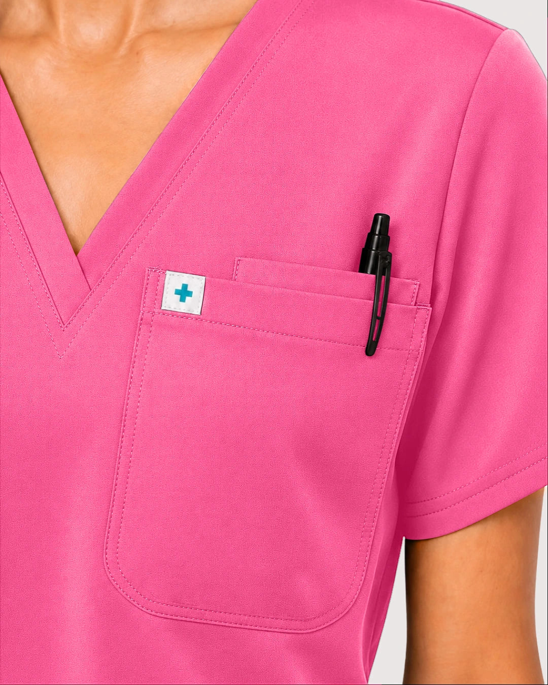Azalea Pink Eipnare Women's Knit V-Neck Jogger Scrub Set - Stretch Medical Scrubs for Women