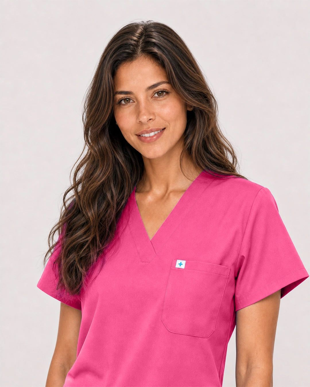 Azalea Pink Eipnare Women's Classic V-Neck Jogger Scrub Set - Stretch Medical Scrubs for Women